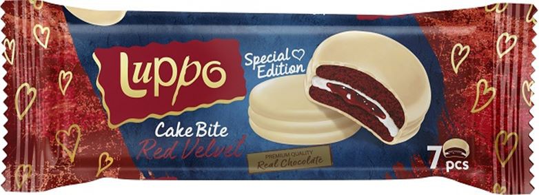 Бисквитное Печенье Luppo Красный Вельвет с клубничной начинкой 182гр