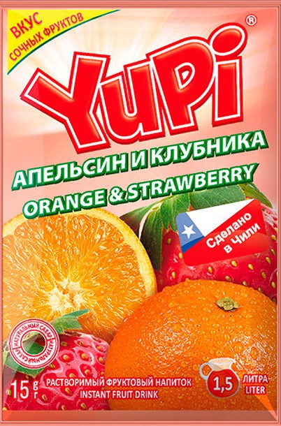 Растворимый напиток YUPI Апельсин-Клубника 15г