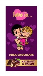 Love is... - молочный шоколад с дробленым фундуком и изюмом 85 гр